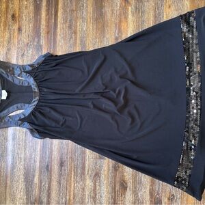 flowy satin-trimmed dress w/ sequins